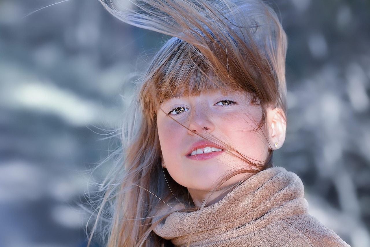 Photo by Pezibear girl, kid, beauty, face, wind, hair, hair flying, beautiful, pretty, child, young, person, female, winter, caucasian, outdoors, portrait, wind, wind, wind, wind, wind